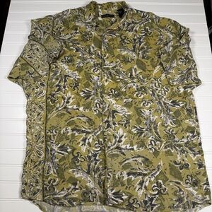 Generra‎ Collection Short Sleeve Button Up Shirt Men’s Medium Green Rayon GUC